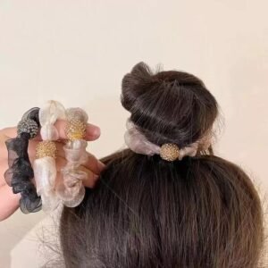 new premium rhinestone hair tie – thickened elastic hair band with mesh design, stylish and versatile