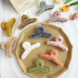 hair-claw cute fluffy big strawberry bear hair claw, cartoon hair clip for women, sweet winter shark clip hair accessory