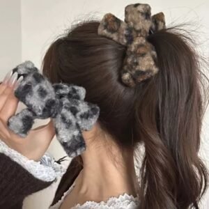 hair-claw cute fluffy big strawberry bear hair claw, cartoon hair clip for women, sweet winter shark clip hair accessory