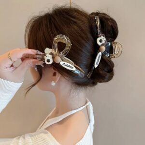 cute fluffy big strawberry bear hair claw, cartoon hair clip for women, sweet winter shark clip hair accessory