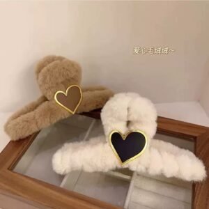 hair-claw cute fluffy big strawberry bear hair claw, cartoon hair clip for women, sweet winter shark clip hair accessory