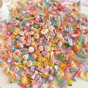 hair-clip cute cartoon hair accessories set, bunny dog star moon bb clips & telephone cord hair ties