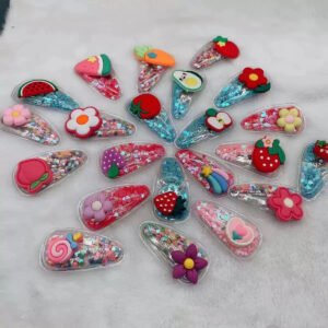 hair-clip kids liquid glitter hair clip, cute cartoon hairpin for girls, summer side fringe hair accessory